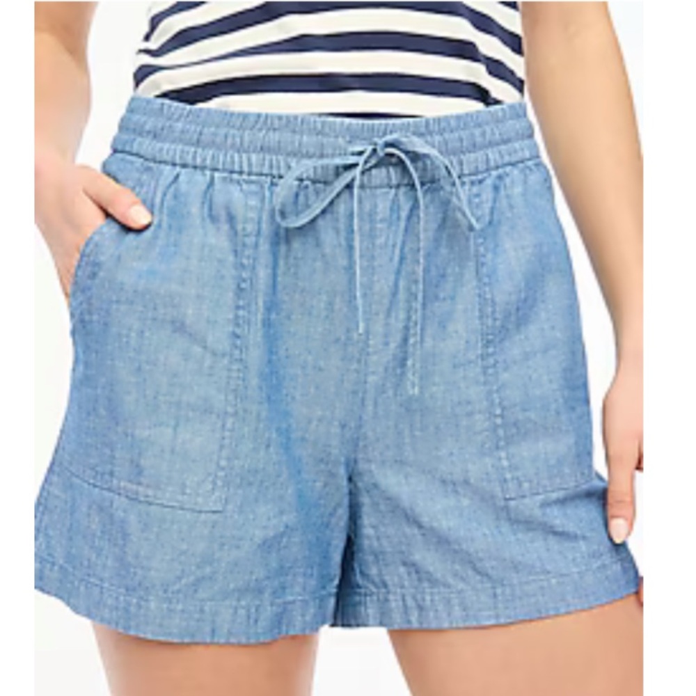 Cotton Drawstring Blue Chambray Shorts 3X J.Crew